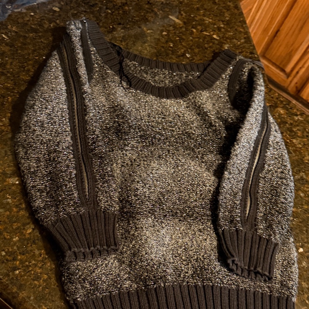 Armani Exchange Black and Gray Crew Neck Sweater